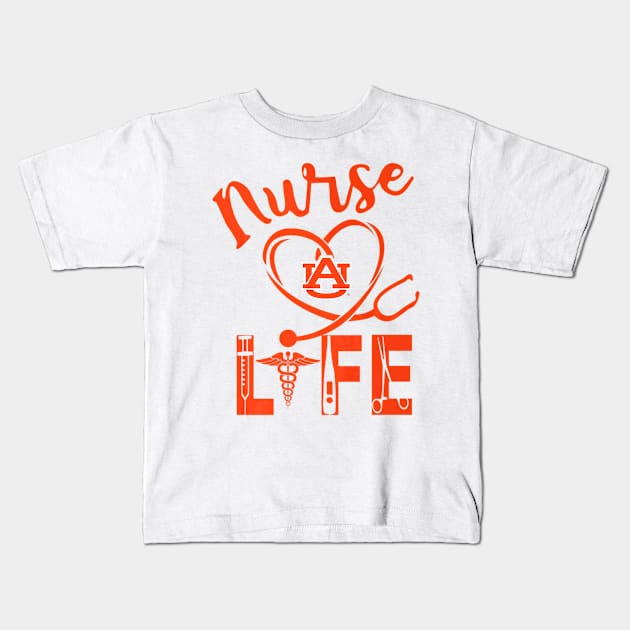 Auburn Tigers Nurse Life  Apparel Kids T-Shirt by Stick Figure103